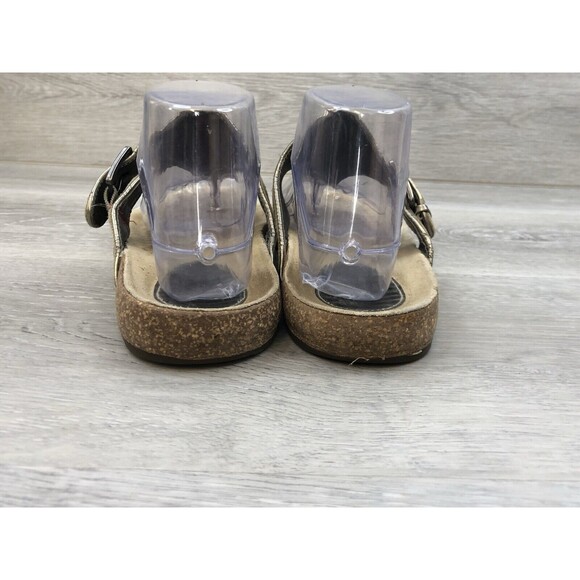 Zodiac Apache Women's Khaki Leather Slip On Adjustable Thong Sandals Size US 9M - Picture 3 of 8